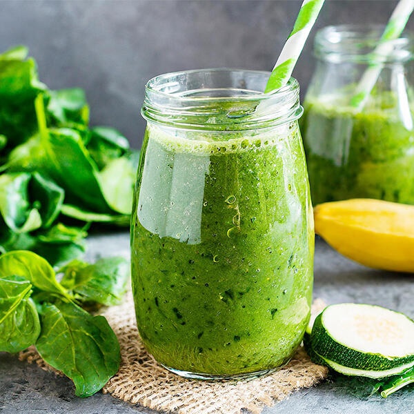 Colorful vegan smoothie in a glass